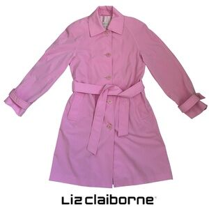 PINK TRENCH COAT LIZ CLAIBORNE WOMEN’S